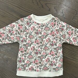 Charming Floral Kids Sweatshirt - Pink and White